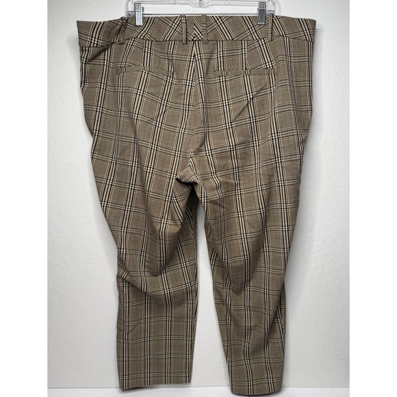 Ava & Viv Mid-Rise Plaid Pants Womens Size 22W Brown Career Plus Size Stretch - Picture 2 of 15
